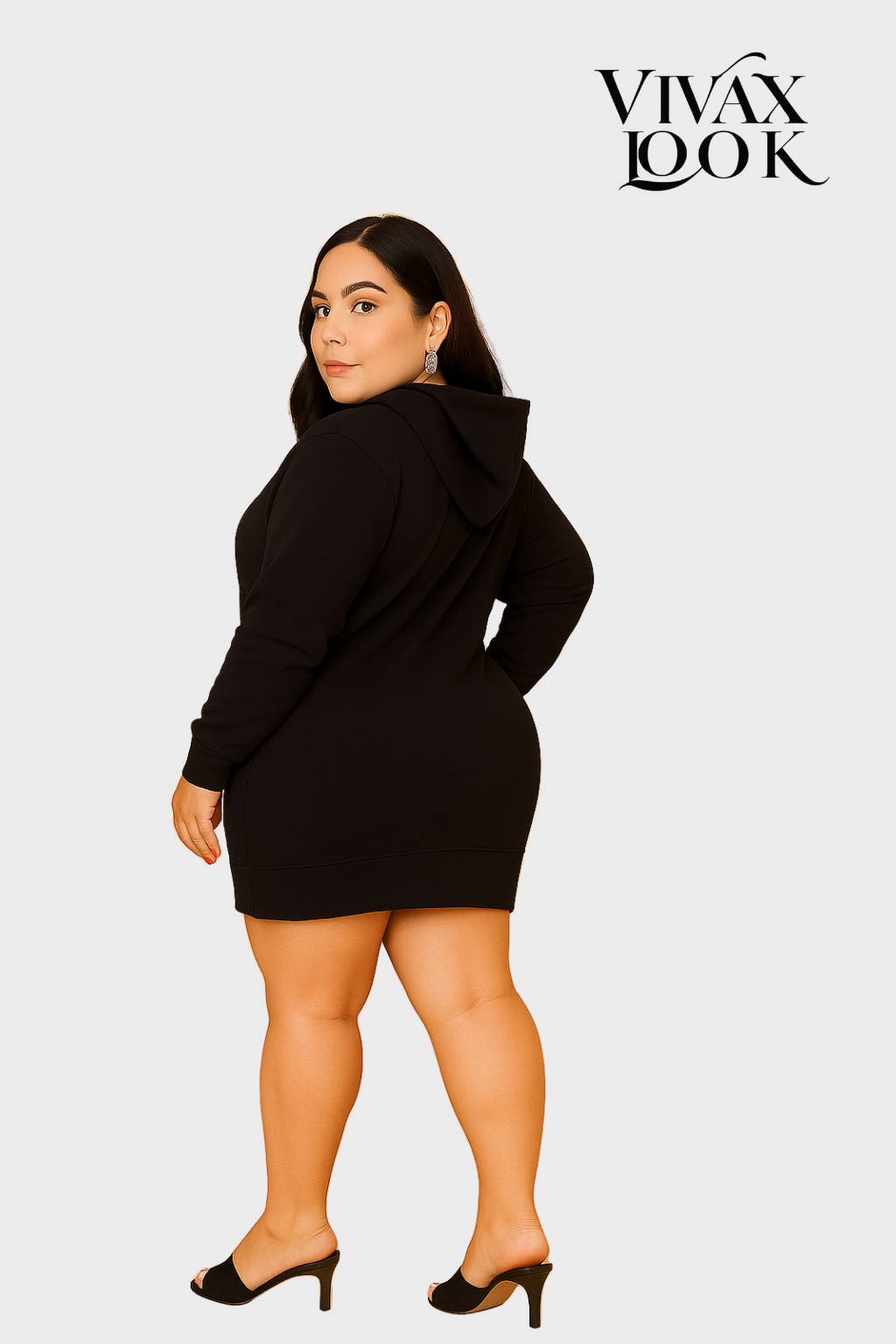 Vestido Plus Size Gola Alta Rock