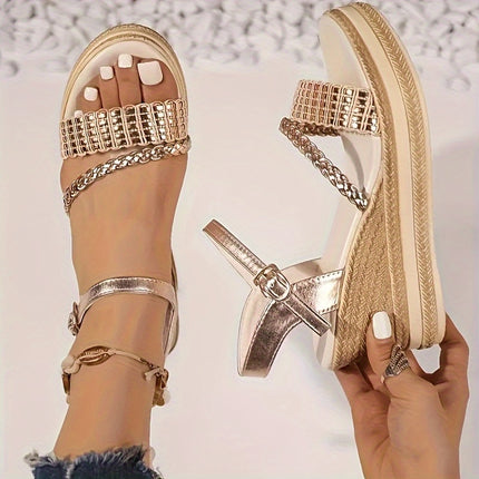 Sandálias de Verão Femininas de Salto Alto e Grosso