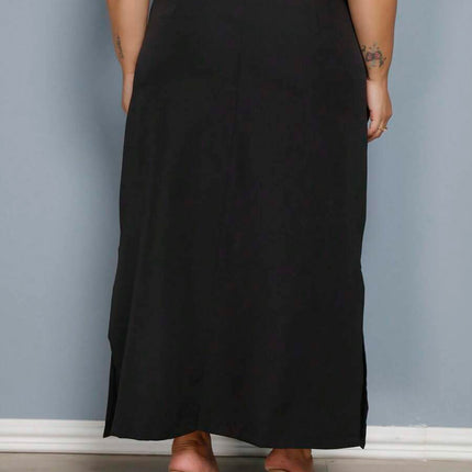 Saia Longa Linho Fenda Plus Size