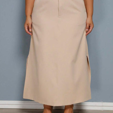 Saia Longa Linho Fenda Plus Size