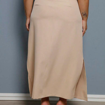 Saia Longa Linho Fenda Plus Size