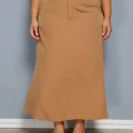 Saia Longa Linho Fenda Plus Size