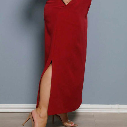 Saia Longa Linho Fenda Plus Size