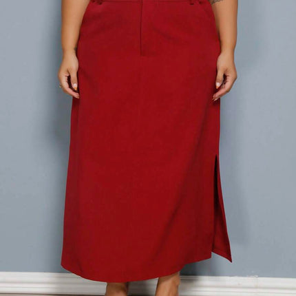 Saia Longa Linho Fenda Plus Size