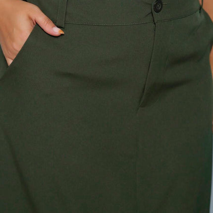 Saia Longa Linho Fenda Plus Size