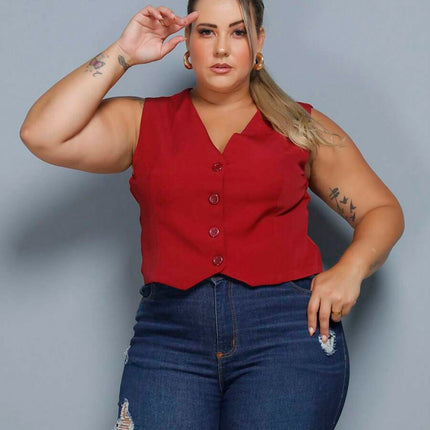 Colete Curto Alfaiataria Plus Size