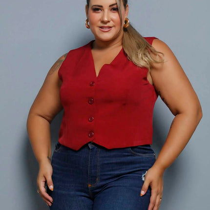 Colete Curto Alfaiataria Plus Size