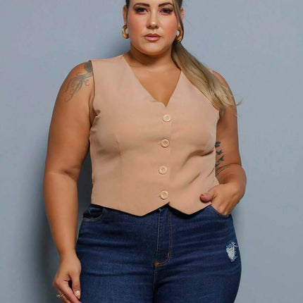 Colete Curto Alfaiataria Plus Size