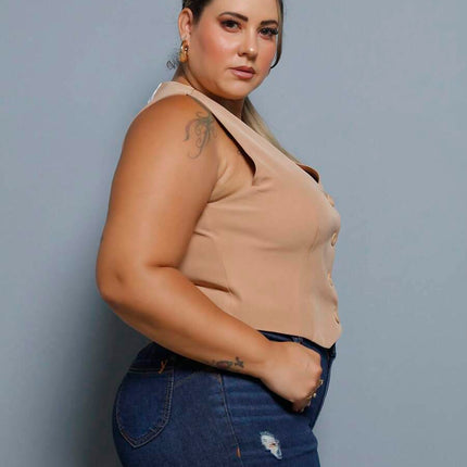 Colete Curto Alfaiataria Plus Size