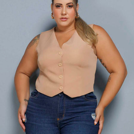 Colete Curto Alfaiataria Plus Size