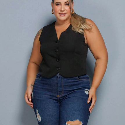 Colete Curto Alfaiataria Plus Size