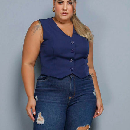 Colete Curto Alfaiataria Plus Size