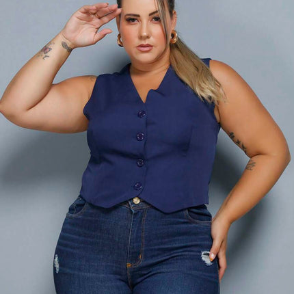 Colete Curto Alfaiataria Plus Size