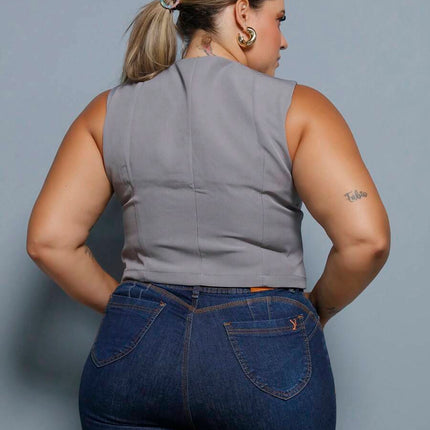 Colete Curto Alfaiataria Plus Size