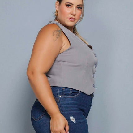 Colete Curto Alfaiataria Plus Size