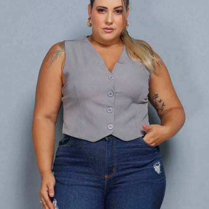 Colete Curto Alfaiataria Plus Size