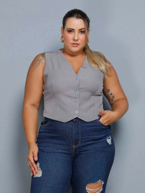 Colete Curto Alfaiataria Plus Size
