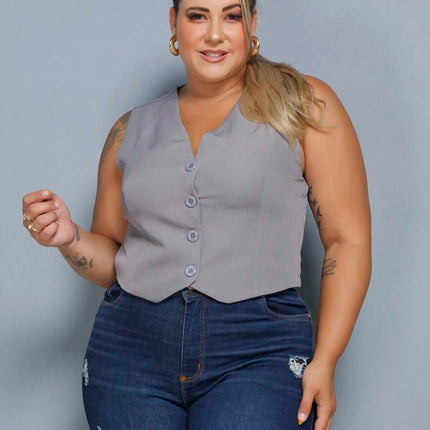 Colete Curto Alfaiataria Plus Size