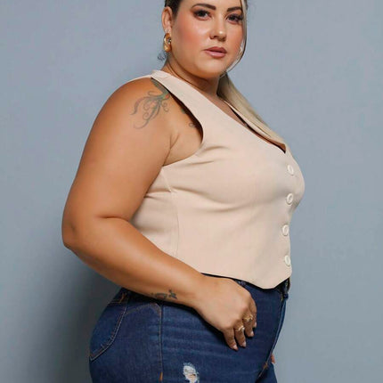 Colete Curto Alfaiataria Plus Size