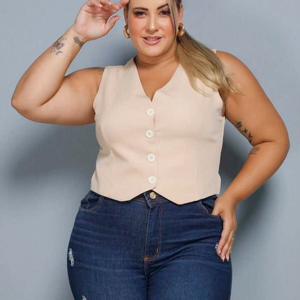 Colete Curto Alfaiataria Plus Size