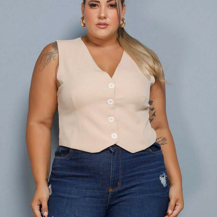 Colete Curto Alfaiataria Plus Size