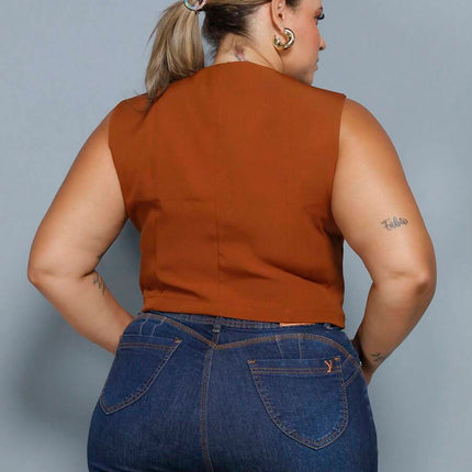 Colete Curto Alfaiataria Plus Size