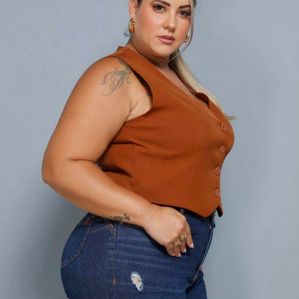Colete Curto Alfaiataria Plus Size