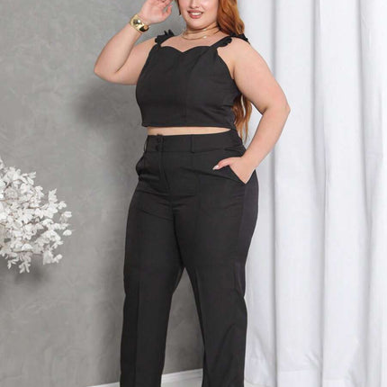 Conjunto Cropped + Calça Twill Plus Sizen