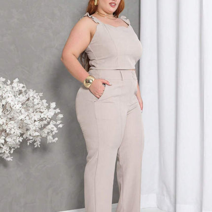 Conjunto Cropped + Calça Twill Plus Sizen