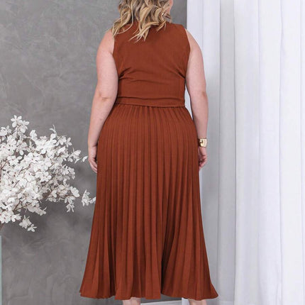 Conjunto Colete + Saia Plissada Plus Size