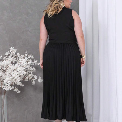 Conjunto Colete + Saia Plissada Plus Size