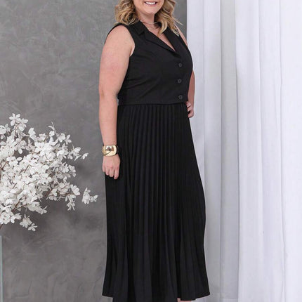 Conjunto Colete + Saia Plissada Plus Size