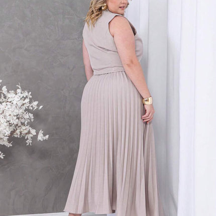 Conjunto Colete + Saia Plissada Plus Size