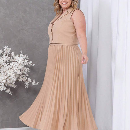 Conjunto Colete + Saia Plissada Plus Size