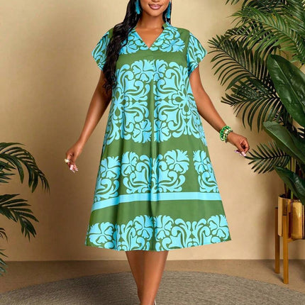 Vestido Geométrico Médio Plus Size