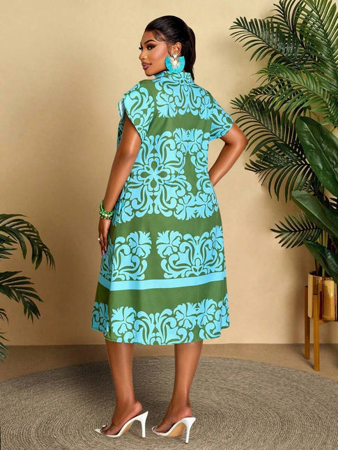 Vestido Geométrico Médio Plus Size