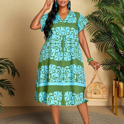 Vestido Geométrico Médio Plus Size