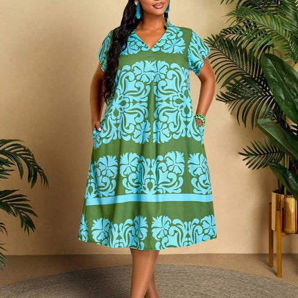 Vestido Geométrico Médio Plus Size