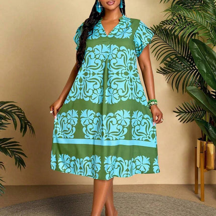 Vestido Geométrico Médio Plus Size