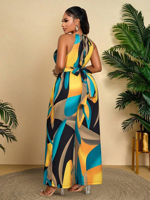 Macacão Estampado Longo Plus Size