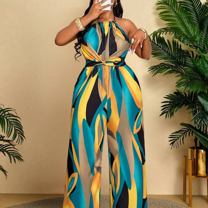 Macacão Estampado Longo Plus Size