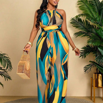 Macacão Estampado Longo Plus Size