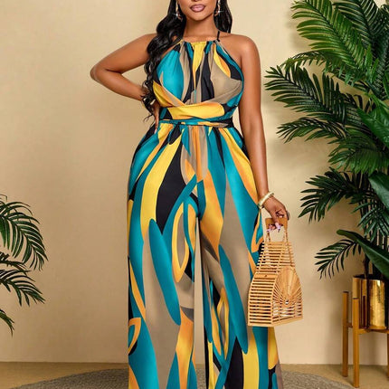 Macacão Estampado Longo Plus Size