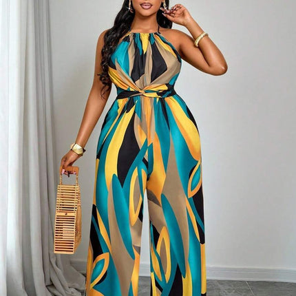 Macacão Estampado Longo Plus Size