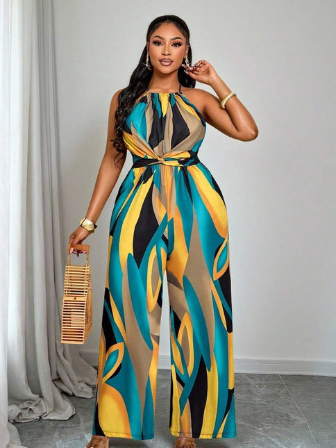 Macacão Estampado Longo Plus Size