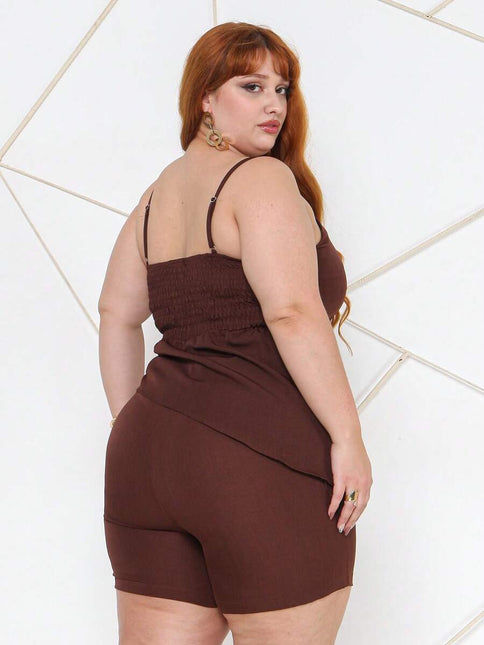 Conjunto Assimétrico Blusa + Short Plus Size