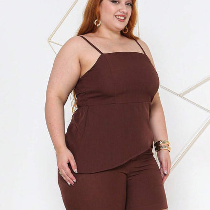 Conjunto Assimétrico Blusa + Short Plus Size