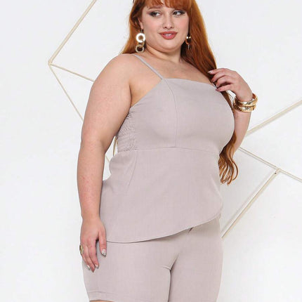 Conjunto Assimétrico Blusa + Short Plus Size