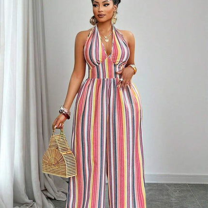 Macacão Listrado Plus Size