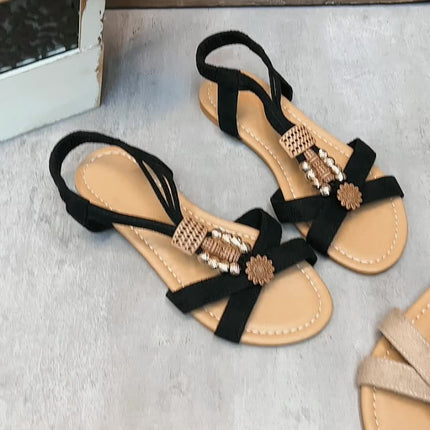 Sandálias de Cunha com Alças em T Estilo Boêmio